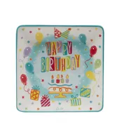 Certified International Lolita Birthday Bash 4 Piece Canape Plate Square