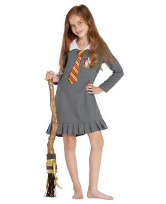 Harry Potter Girls Hermione Gryffindor Uniform Tie Pajama Gown Gray