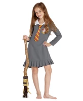 Harry Potter Girls Hermione Gryffindor Uniform Tie Pajama Gown Gray