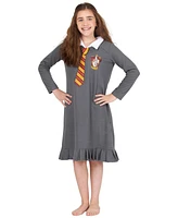 Harry Potter Girls Hermione Gryffindor Uniform Tie Pajama Gown Gray