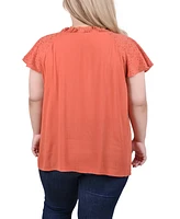 Ny Collection Plus Eyelet Sleeve Blouse