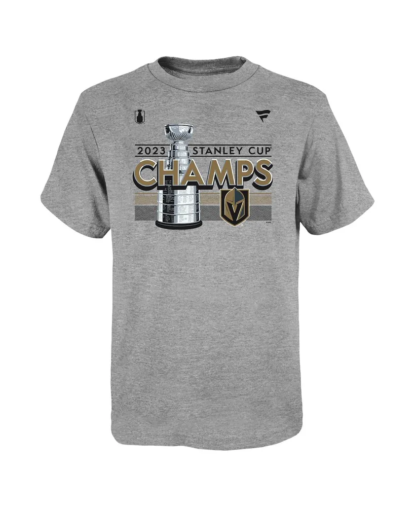 Big Boys Fanatics Heather Gray Vegas Golden Knights 2023 Stanley Cup Champions Locker Room T-shirt