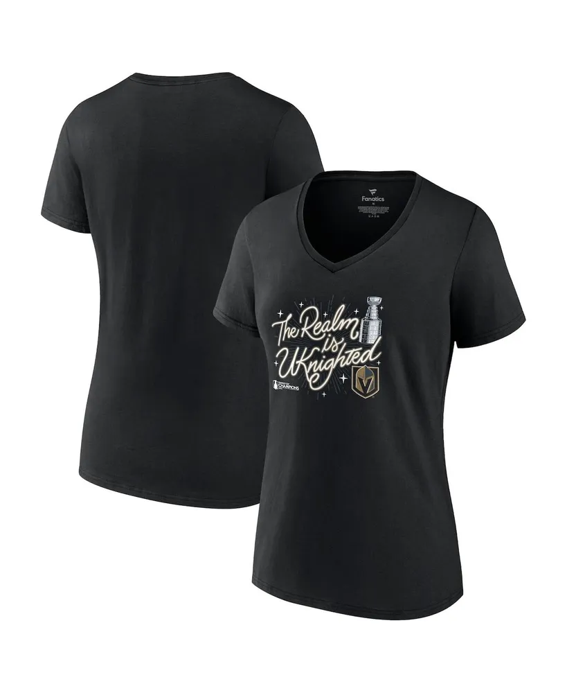 Women's Fanatics Black Vegas Golden Knights 2023 Stanley Cup Champions Plus Size Celebration V-Neck T-shirt