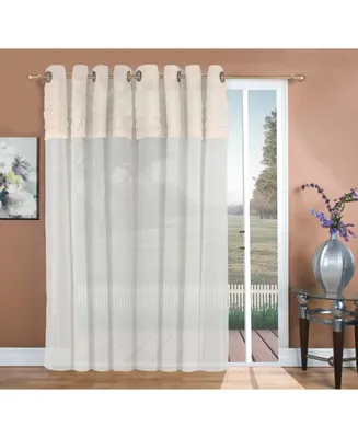 Ricardo Geneva Pleated Grommet Patio Curtain Panel w/Wand 104"W x 84"L