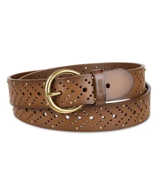 Levi's Women's Studded Fully Adjustable Perforated Leather Belt