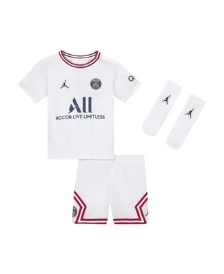 Infant Boys and Girls Jordan White Paris Saint-Germain 2022/23 Fourth Stadium Kit Set