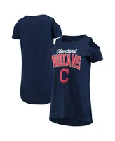 Women's G-iii 4Her by Carl Banks Navy Cleveland Guardians Clear the Bases Cold Shoulder T-shirt