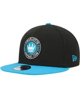 Men's New Era Black, Blue Charlotte Fc Two-Tone 9FIFTY Snapback Hat