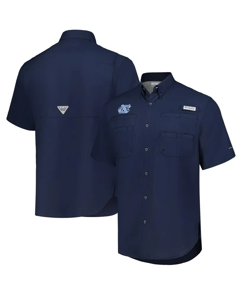 Men's Columbia Navy North Carolina Tar Heels Pfg Tamiami Omni-Shade Button-Down Shirt