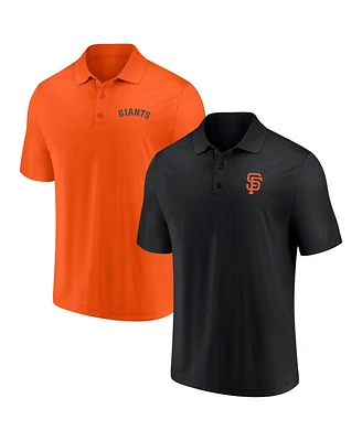 Men's Fanatics Black, Orange San Francisco Giants Dueling Logos Polo Shirt Combo Set