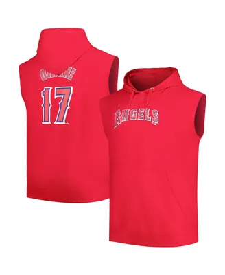 Men's Fanatics Shohei Ohtani Red Los Angeles Angels Name and Number Muscle Tank Hoodie