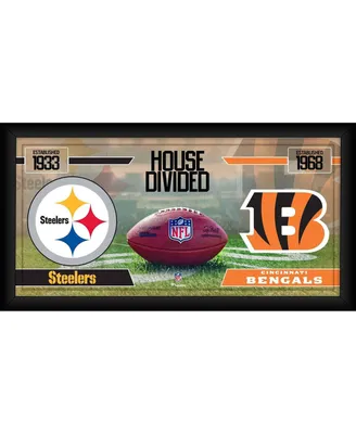 Pittsburgh Steelers vs. Cincinnati Bengals Framed 10" x 20" House Divided Football Collage
