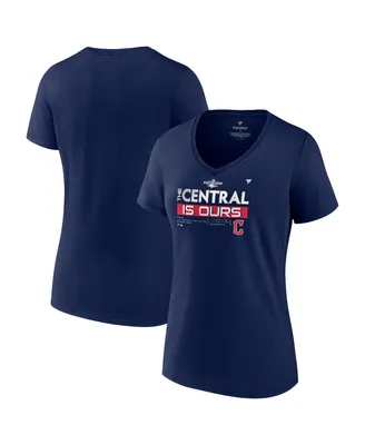 Women's Fanatics Navy Cleveland Guardians 2022 Al Central Division Champions Plus Size V-Neck T-shirt