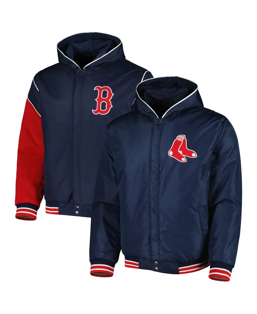 Boston Red Sox JH Design Big & Tall Reversible Twill Full-Snap Hoodie Jacket  - Navy/Red