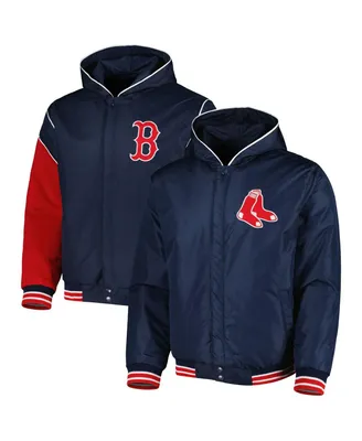 Men's Jh Design Navy Boston Red Sox Reversible Fleece Full-Snap Hoodie Jacket