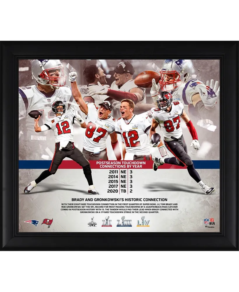 Tom Brady and Rob Gronkowski Tampa Bay Buccaneers Framed 15" x 17" Nfl Playoffs Passing Connection Touchdown Record Collage