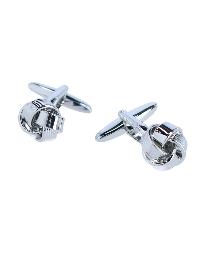 Trafalgar Detailed Knot Rhodium Cufflink Set