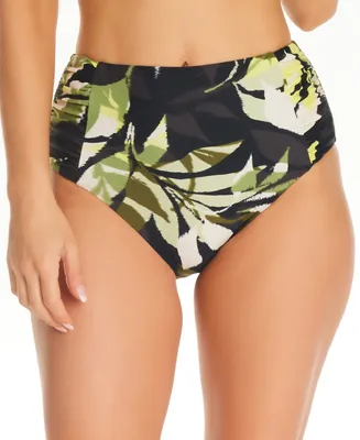 Bar Iii Women's Desert Palm Shirred High Rise Bikini Bottoms, Created for Macy's