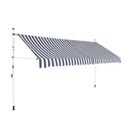 Manual Retractable Awning 137.8" Blue and Stripes