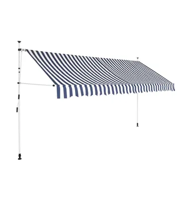 Manual Retractable Awning 157.5" Blue and White Stripes