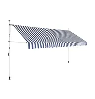 Manual Retractable Awning 157.5" Blue and White Stripes