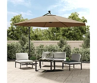 vidaXL Cantilever Umbrella with Led Lights and Metal Pole 137.8" Taupe