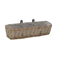 vidaXL Balcony Planter 2 pcs Wicker with Pe Lining 23.6"