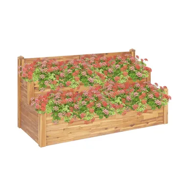 vidaXL 2-Tier Garden Planter 63"x29.5"x33.1" Solid Acacia Wood