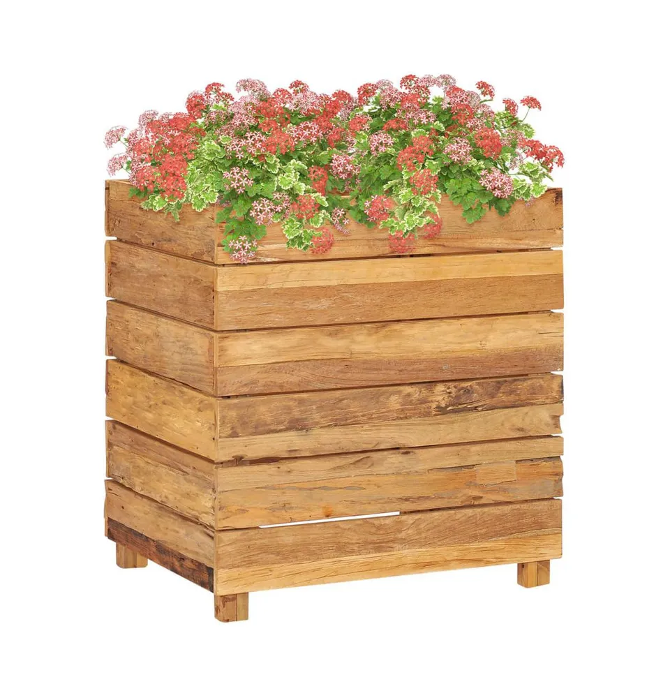 vidaXL Raised Bed 19.7"x15.7"x21.7" Recycled Teak Wood and Steel