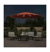 vidaXL Cantilever Umbrella with Led Lights and Steel Pole Terracotta