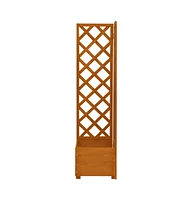 vidaXL Corner Trellis Planter Orange 15.7"x15.7"x59.1" Solid Firwood