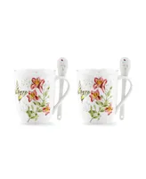 Lenox Butterfly Meadow Set of 2 Cocoa Mugs with Spoons