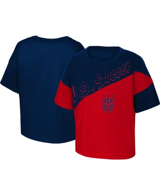 Big Girls Red, Blue Uswnt Power Up T-shirt