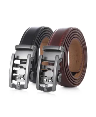 Men's Robust Metal Leather 2 Pack Ratchet Belt