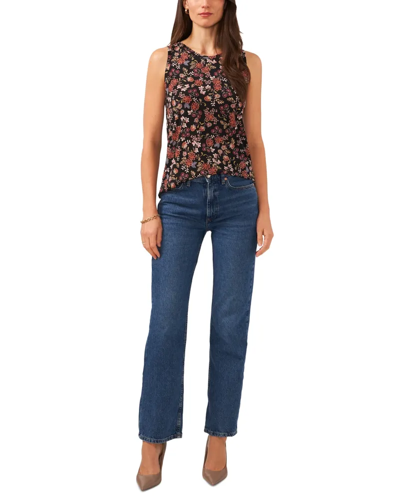 Vince Camuto Women's Floral-Print Keyhole Sleeveless Top