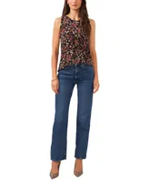 Vince Camuto Women's Floral-Print Keyhole Sleeveless Top