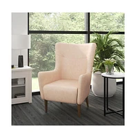 Regal Traditional Wingback Accent Chair, Upholstery And Wooden Frame Legs