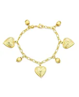 Bling Jewelry Message Love Hearts Charm Bracelet For Women For 18K Gold Plated Brass 7.5 Inch