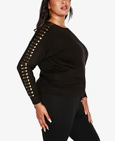 Belldini Black Label Plus Embellished Boatneck Sweater