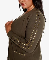 Belldini Black Label Plus Size Embellished Open-Front Cardigan Sweater