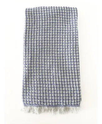 Anaya Home Country Club Blue 2 Tone Turkish Cotton Waffle Bath Towel