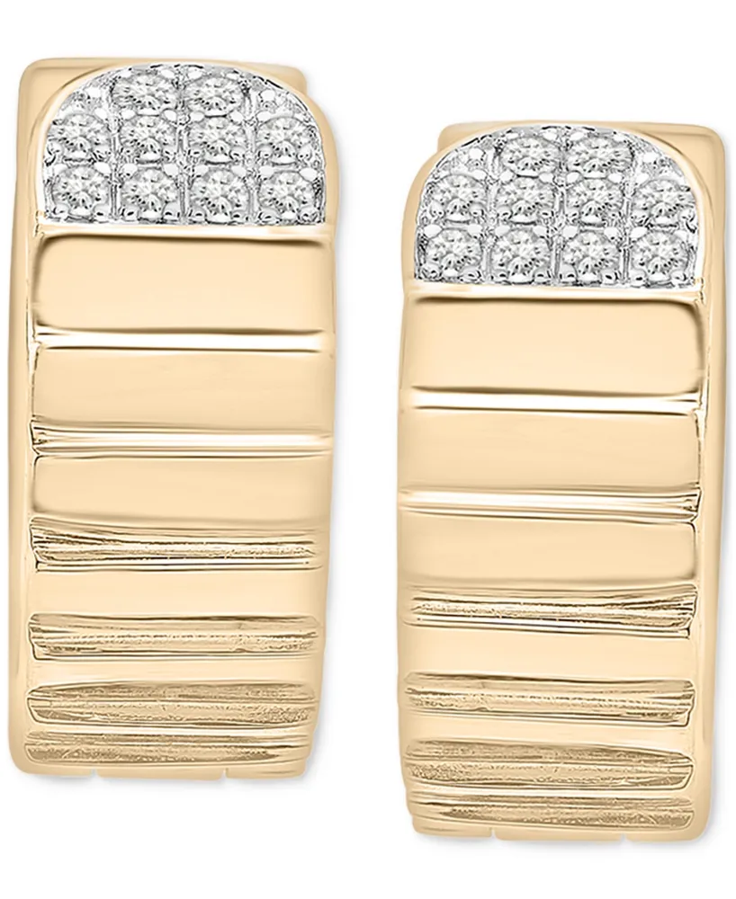 Audrey by Aurate Diamond Cluster Textured Small Huggie Hoop Earrings (1/10 ct. t.w.) in Gold Vermeil, Created for Macy's