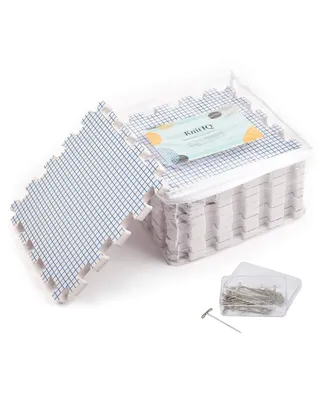 KnitIQ Blocking Mats for Knitting Premium Crochet Set – Extra Thick Blocking Boards with Gridlines, Quality Storage Bag – Pack of 10