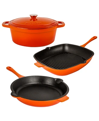 BergHOFF Neo 4pc Cast Iron Cookware Set, Grill Pan