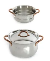 BergHOFF Ouro Gold 3pc 18/10 Ss Steamer Set, Ss Lids, Rose Gold Handles