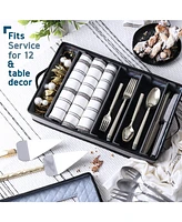 Hard Shell Flatware & Silverware Storage Box - Holds a 12 Serving Set