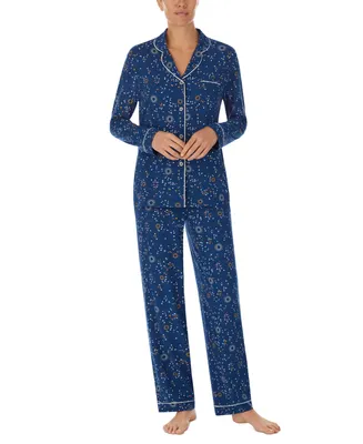Cuddl Duds Women's Printed Notched-Collar Pajamas Set