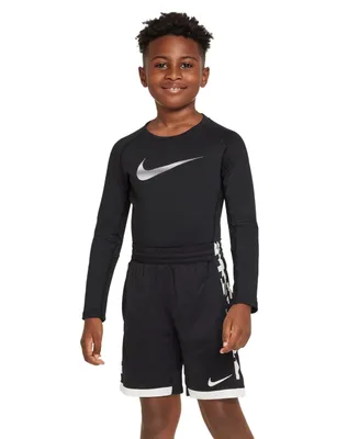 Nike Boys Pro Warm Standard-Fit Logo-Print Long-Sleeve T-Shirt