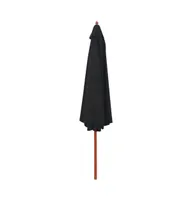 vidaXL Outdoor Parasol with Wooden Pole 137.8" Black