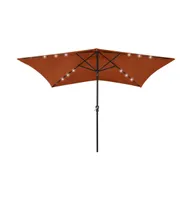 vidaXL Parasol with LEDs and Steel Pole Terracotta 6.6'x9.8'